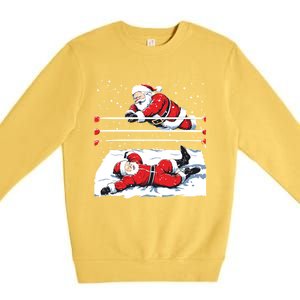 Santa Wrestling Lover Wrestler Christmas Xmas Pajama Gift Premium Crewneck Sweatshirt