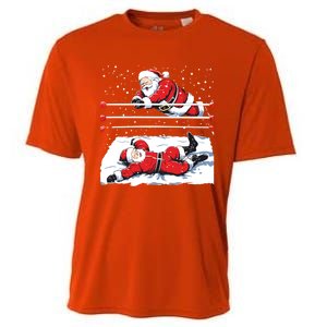 Santa Wrestling Lover Wrestler Christmas Xmas Pajama Gift Cooling Performance Crew T-Shirt