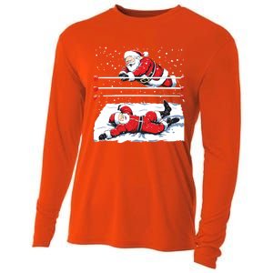 Santa Wrestling Lover Wrestler Christmas Xmas Pajama Gift Cooling Performance Long Sleeve Crew