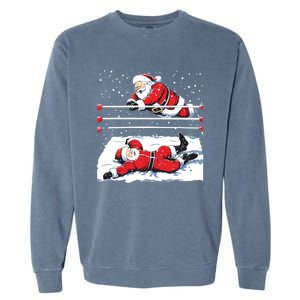 Santa Wrestling Lover Wrestler Christmas Xmas Pajama Gift Garment-Dyed Sweatshirt