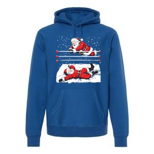 Santa Wrestling Lover Wrestler Christmas Xmas Pajama Gift Premium Hoodie