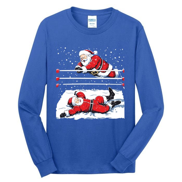 Santa Wrestling Lover Wrestler Christmas Xmas Pajama Gift Tall Long Sleeve T-Shirt