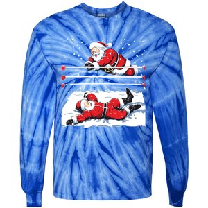 Santa Wrestling Lover Wrestler Christmas Xmas Pajama Gift Tie-Dye Long Sleeve Shirt