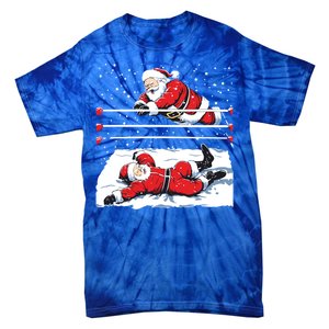 Santa Wrestling Lover Wrestler Christmas Xmas Pajama Gift Tie-Dye T-Shirt