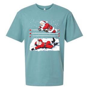 Santa Wrestling Lover Wrestler Christmas Xmas Pajama Gift Sueded Cloud Jersey T-Shirt