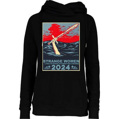 Strange Women Lying In Ponds Distributing Swords Womens Funnel Neck Pullover Hood