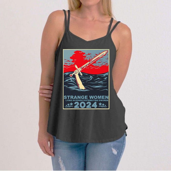 Strange Women Lying In Ponds Distributing Swords Women's Strappy Tank