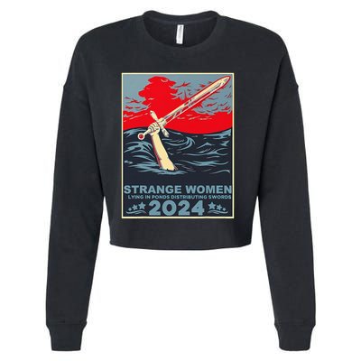 Strange Women Lying In Ponds Distributing Swords Cropped Pullover Crew