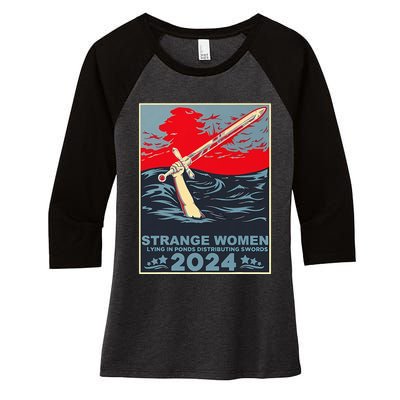 Strange Women Lying In Ponds Distributing Swords Women's Tri-Blend 3/4-Sleeve Raglan Shirt