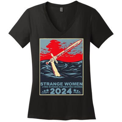 Strange Women Lying In Ponds Distributing Swords Women's V-Neck T-Shirt