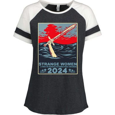 Strange Women Lying In Ponds Distributing Swords Enza Ladies Jersey Colorblock Tee