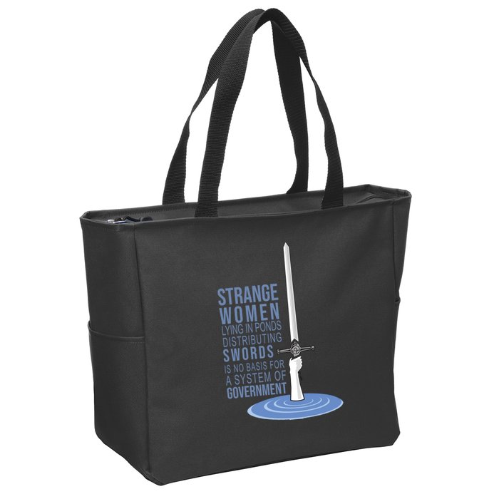 Strange Women Lying In Ponds Distributing Swords Zip Tote Bag