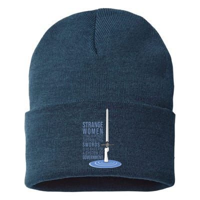 Strange Women Lying In Ponds Distributing Swords Sustainable Knit Beanie