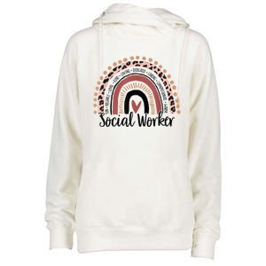 Social Worker Leopard Rainbow Social Work Christmas Pajama Womens Funnel Neck Pullover Hood