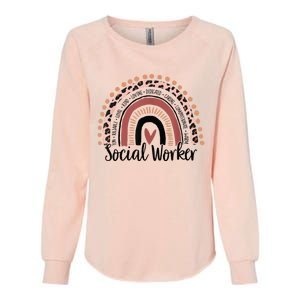 Social Worker Leopard Rainbow Social Work Christmas Pajama Womens California Wash Sweatshirt