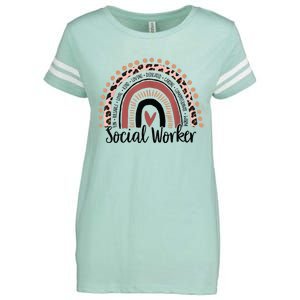 Social Worker Leopard Rainbow Social Work Christmas Pajama Enza Ladies Jersey Football T-Shirt