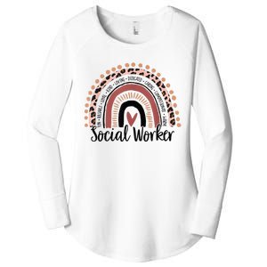 Social Worker Leopard Rainbow Social Work Christmas Pajama Women's Perfect Tri Tunic Long Sleeve Shirt