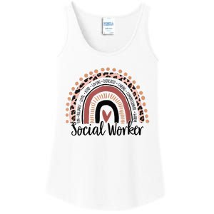 Social Worker Leopard Rainbow Social Work Christmas Pajama Ladies Essential Tank