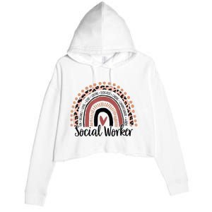 Social Worker Leopard Rainbow Social Work Christmas Pajama Crop Fleece Hoodie