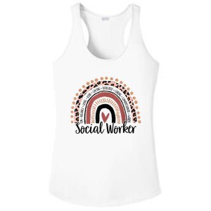 Social Worker Leopard Rainbow Social Work Christmas Pajama Ladies PosiCharge Competitor Racerback Tank