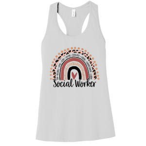 Social Worker Leopard Rainbow Social Work Christmas Pajama Women's Racerback Tank