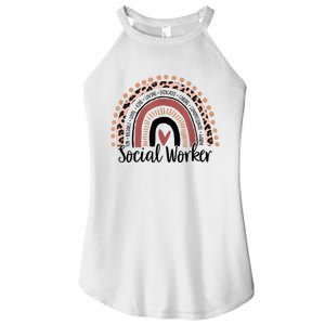 Social Worker Leopard Rainbow Social Work Christmas Pajama Women's Perfect Tri Rocker Tank