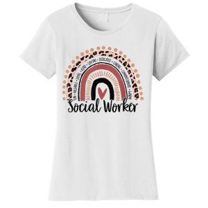 Social Worker Leopard Rainbow Social Work Christmas Pajama Women's T-Shirt