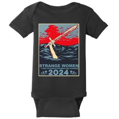 Strange Women Lying In Ponds Distributing Swords Design Baby Bodysuit