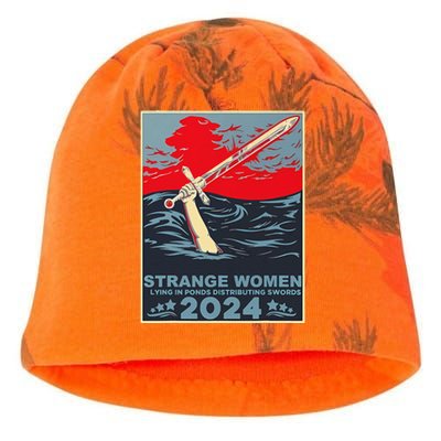 Strange Women Lying In Ponds Distributing Swords Design Kati - Camo Knit Beanie