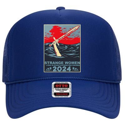 Strange Women Lying In Ponds Distributing Swords Design High Crown Mesh Back Trucker Hat