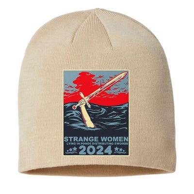 Strange Women Lying In Ponds Distributing Swords Design Sustainable Beanie