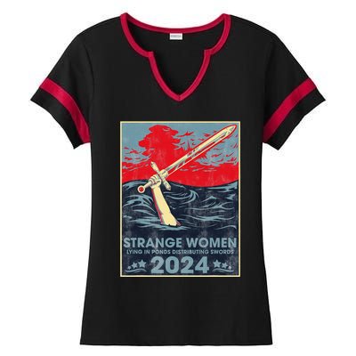 Strange Women Lying In Ponds Distributing Swords 2024 Ladies Halftime Notch Neck Tee