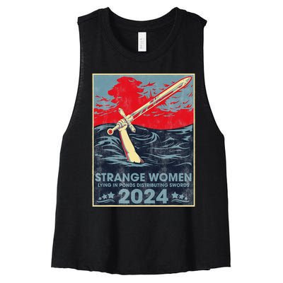 Strange Women Lying In Ponds Distributing Swords 2024 Women's Racerback Cropped Tank