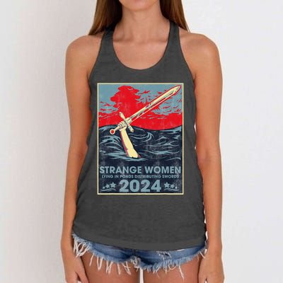 Strange Women Lying In Ponds Distributing Swords 2024 Women's Knotted Racerback Tank