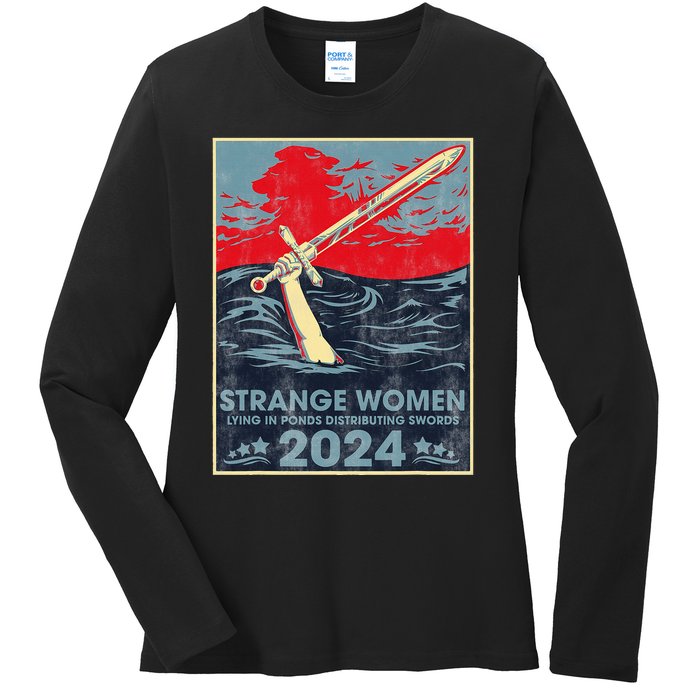 Strange Women Lying In Ponds Distributing Swords 2024 Ladies Long Sleeve Shirt