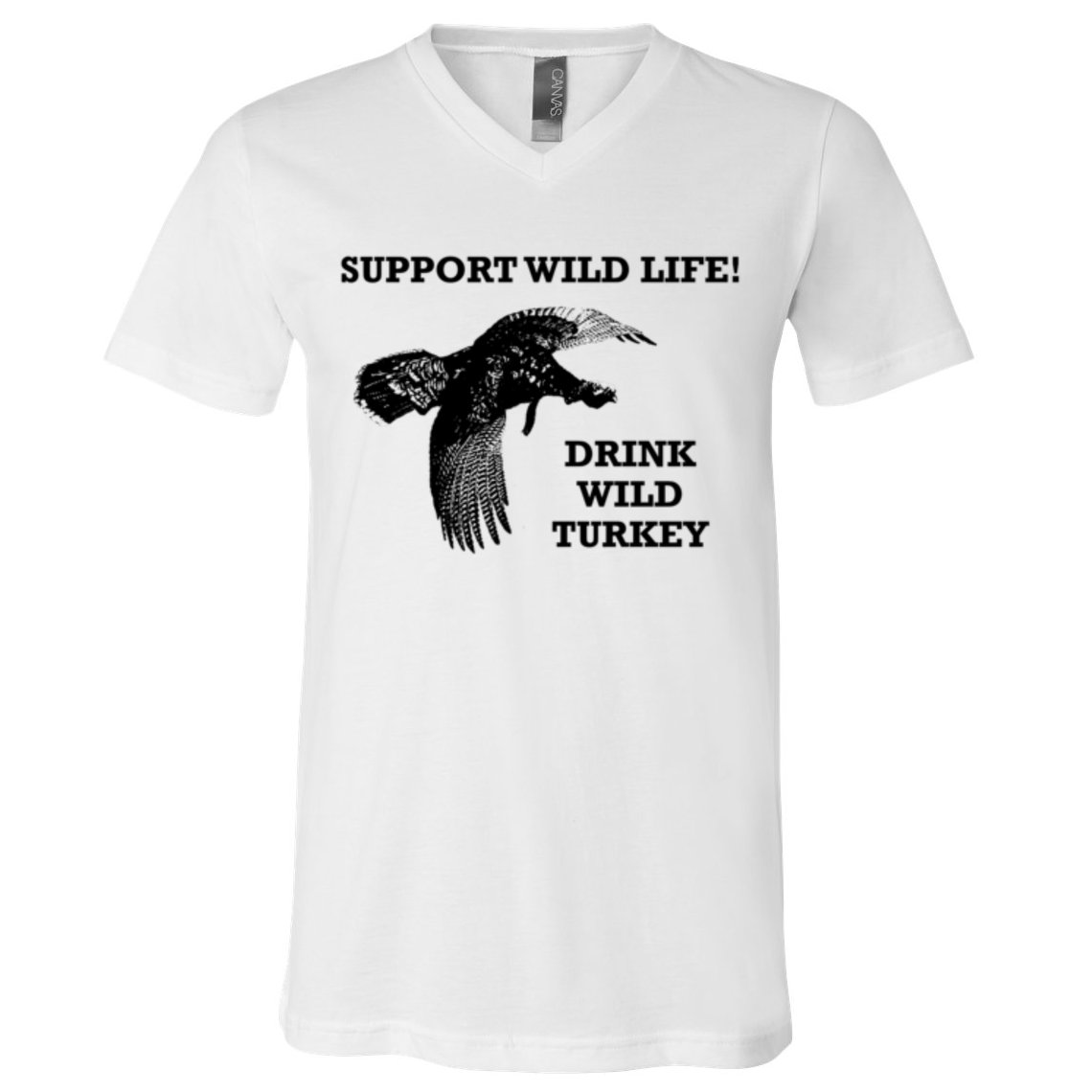 Support Wild Life Drink Wild Turkey Bourbon Vintage Gift Drinking V-Neck T-Shirt