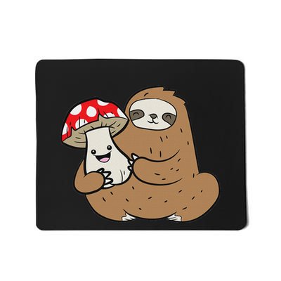 Sloth With Mushroom Vegetable Cute Mushrooms And Sloth Mousepad