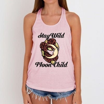 Stay Wild Moon Flower Full Moon Art Moon Witch Gift Women's Knotted Racerback Tank