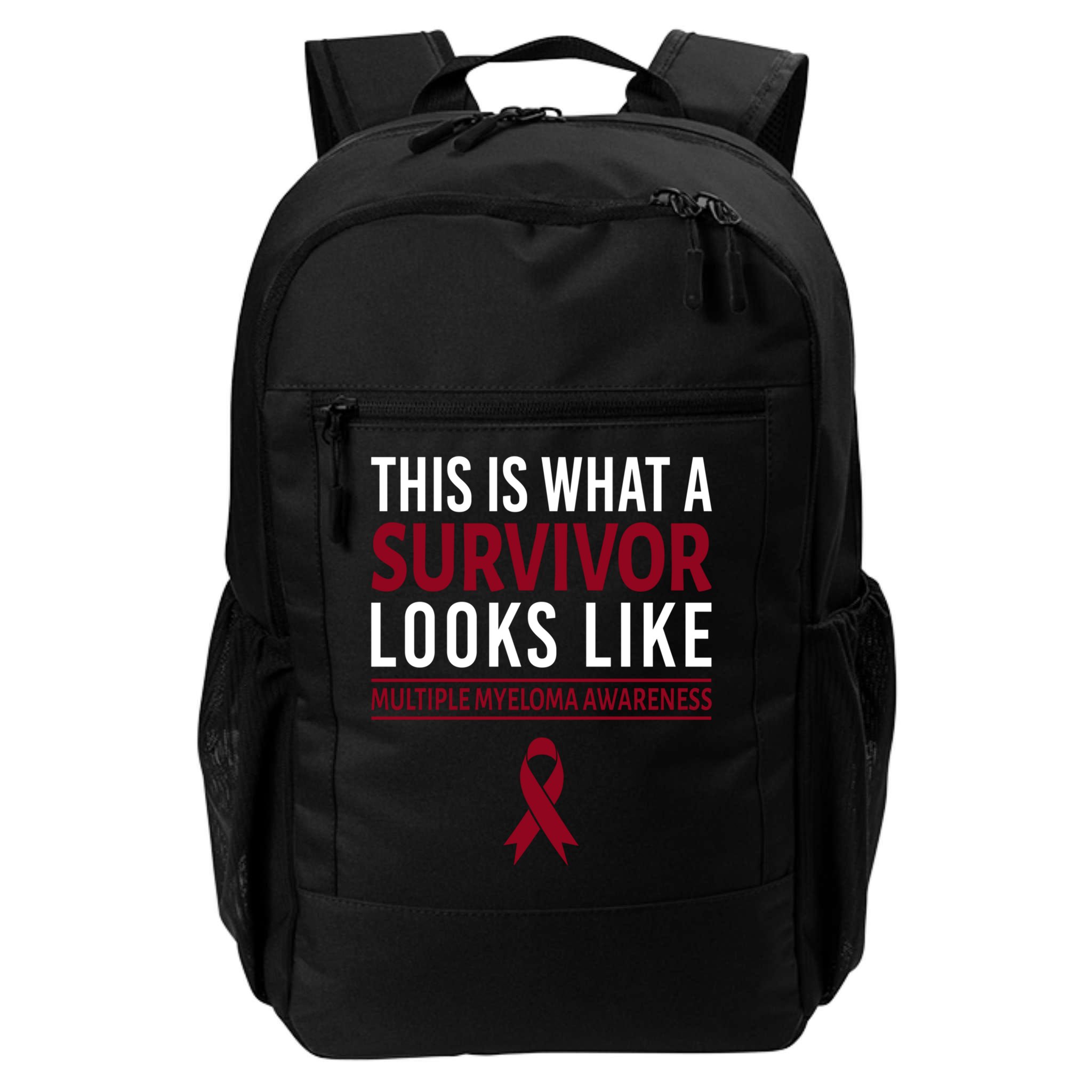 Survivor Warrior Multiple Myeloma Awareness Burgundy Ribbon Gift Backpack
