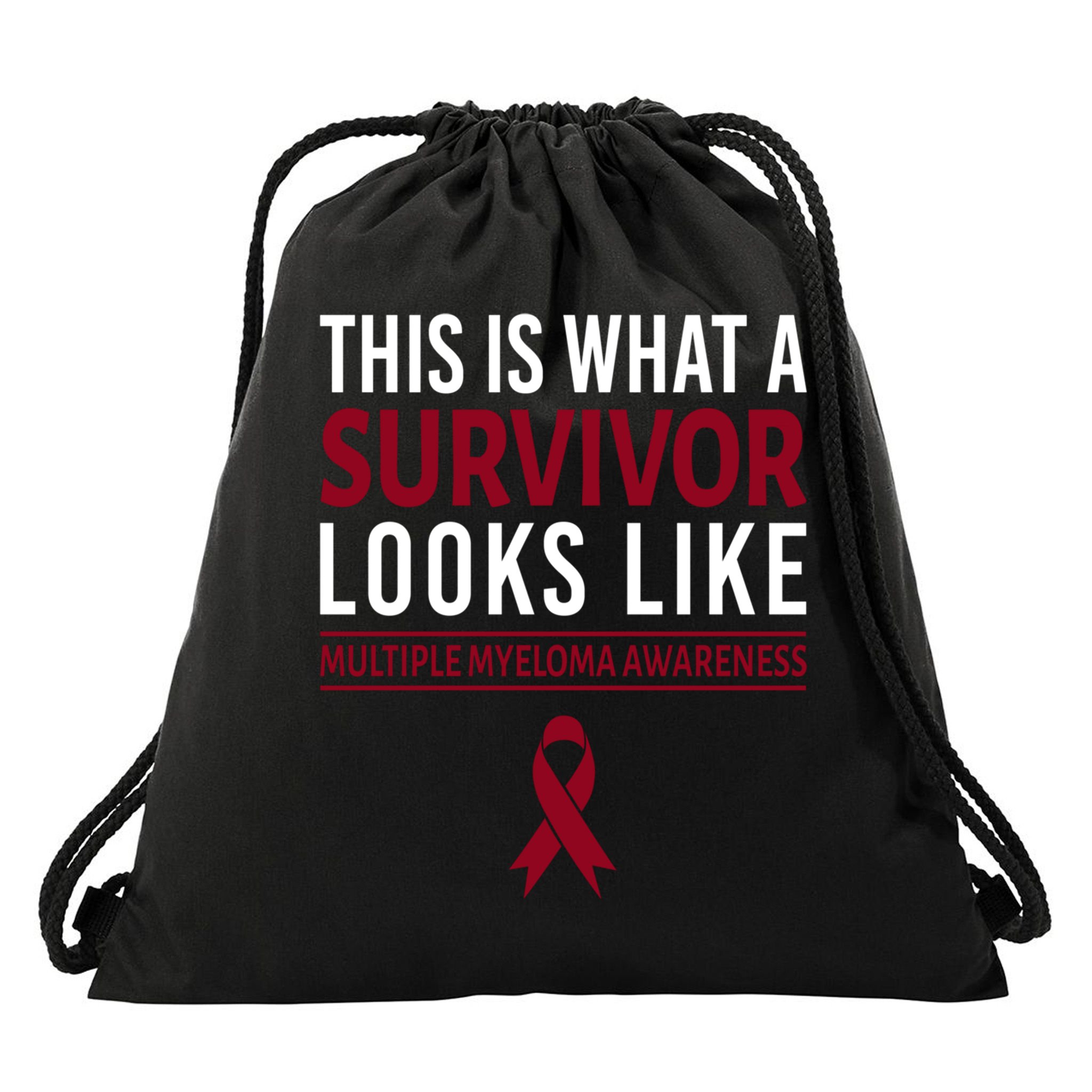 Survivor Warrior Multiple Myeloma Awareness Burgundy Ribbon Gift Drawstring Bag