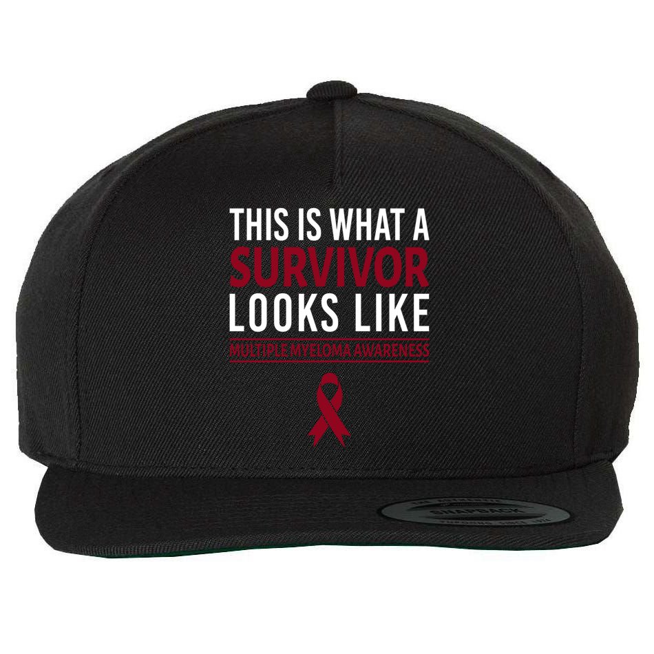 Survivor Warrior Multiple Myeloma Awareness Burgundy Ribbon Gift Wool Snapback Cap