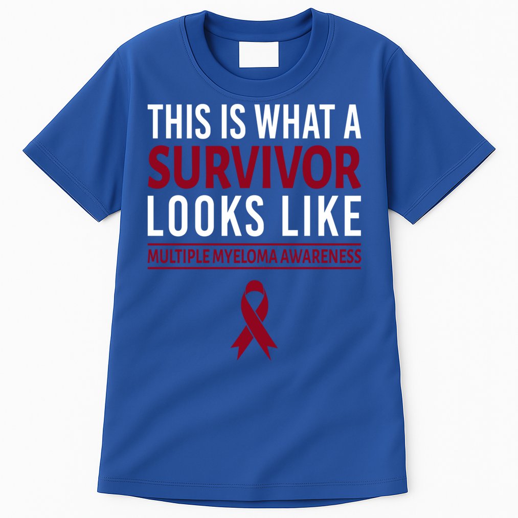 Survivor Warrior Multiple Myeloma Awareness Burgundy Ribbon Gift Tall T-Shirt