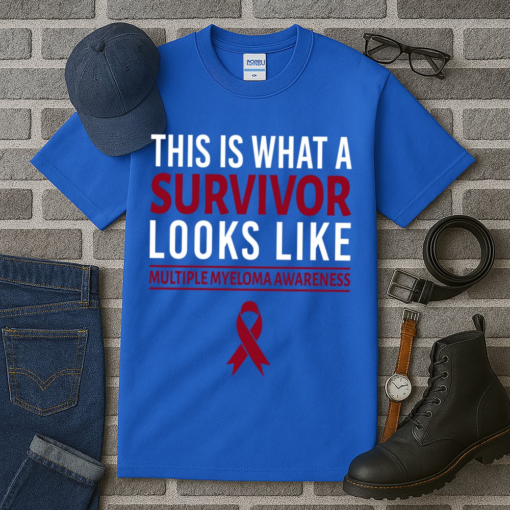 Survivor Warrior Multiple Myeloma Awareness Burgundy Ribbon Gift Tall T-Shirt