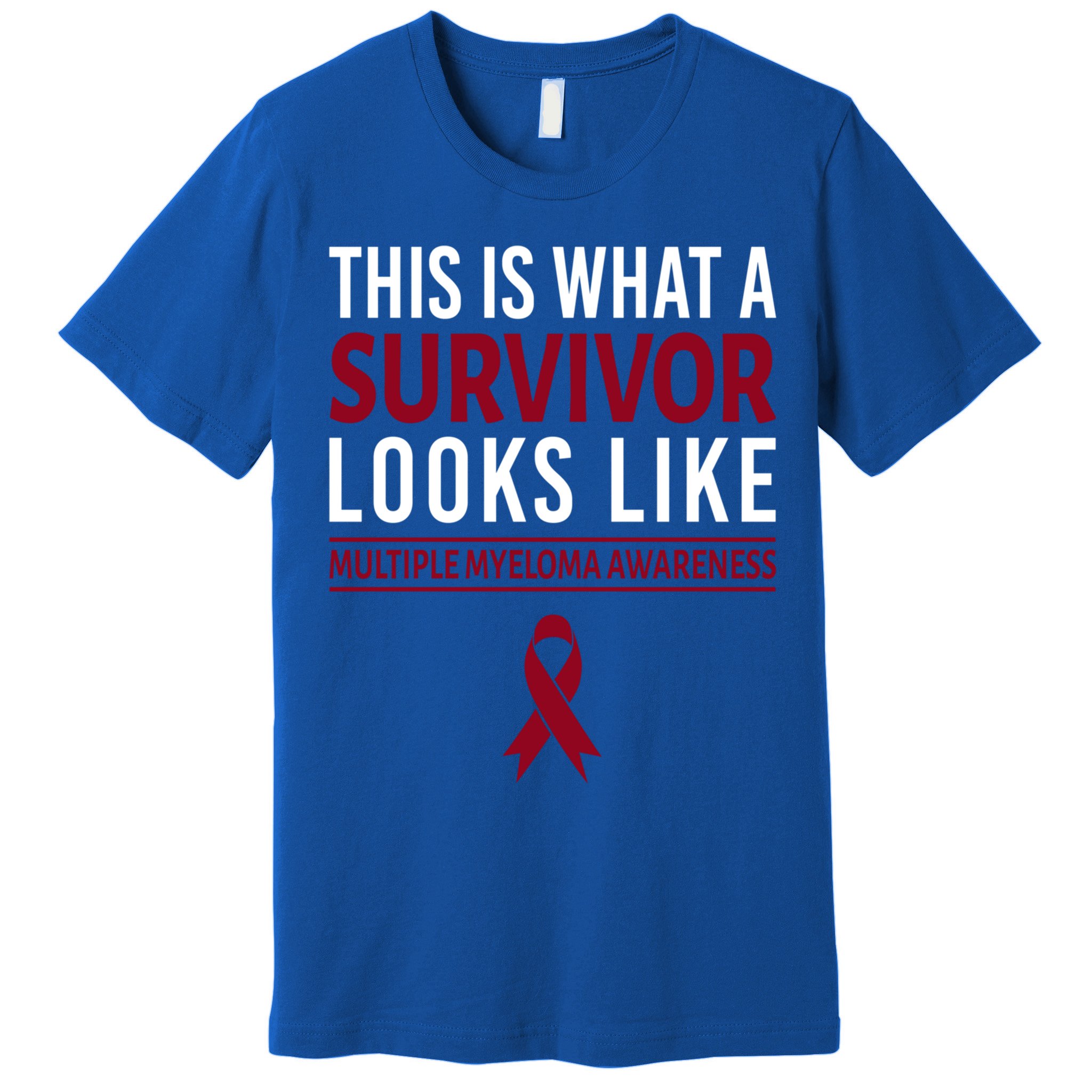 Survivor Warrior Multiple Myeloma Awareness Burgundy Ribbon Gift Premium T-Shirt