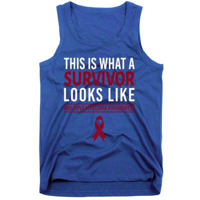 Survivor Warrior Multiple Myeloma Awareness Burgundy Ribbon Gift Tank Top