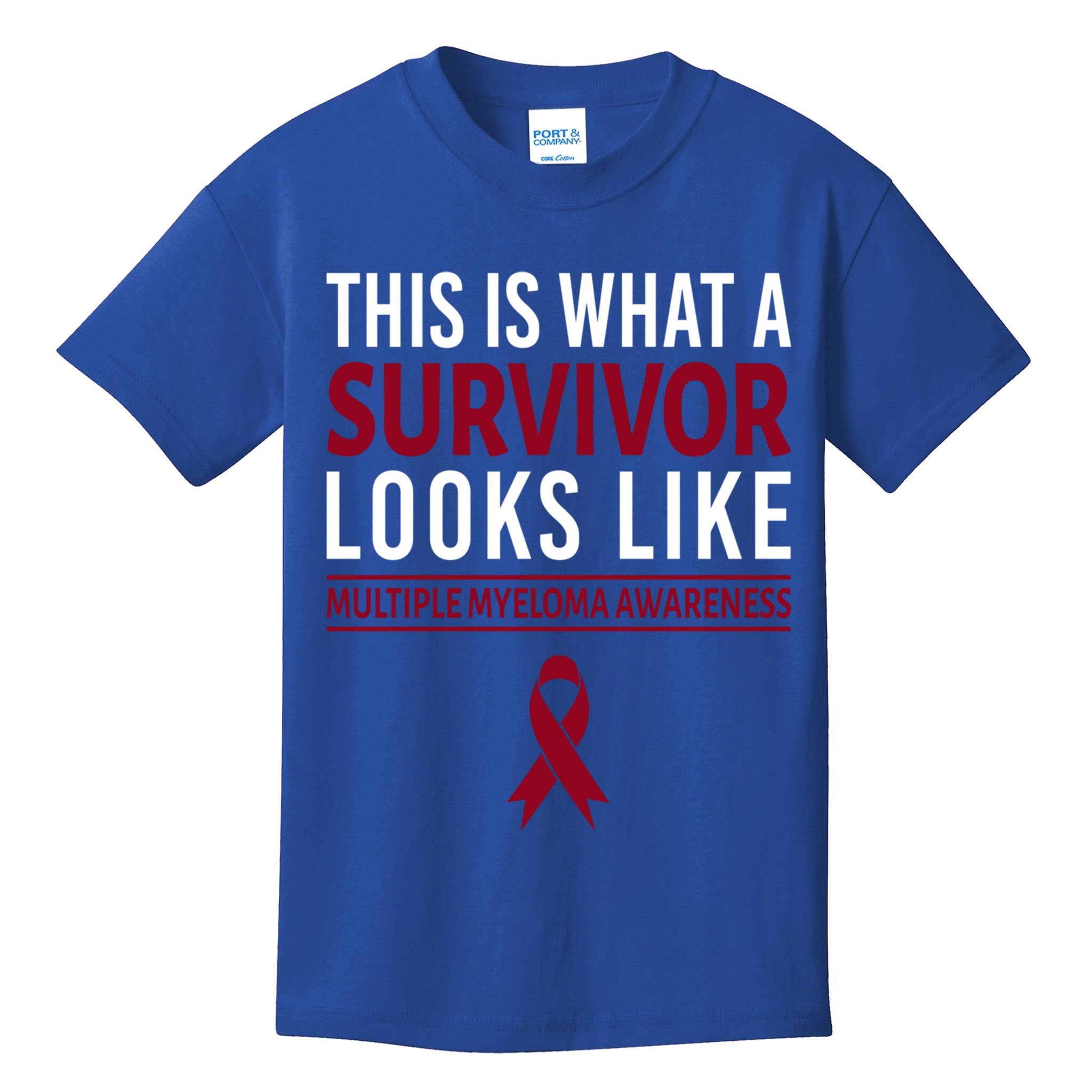 Survivor Warrior Multiple Myeloma Awareness Burgundy Ribbon Gift Kids T-Shirt