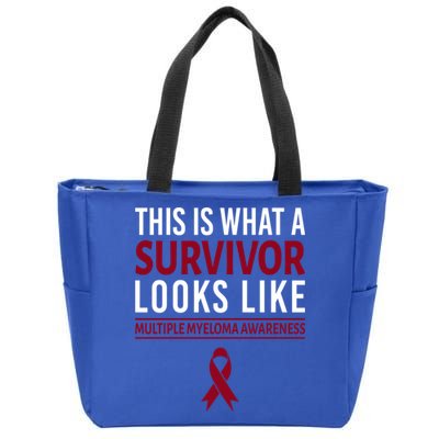 Survivor Warrior Multiple Myeloma Awareness Burgundy Ribbon Gift Zip Tote Bag