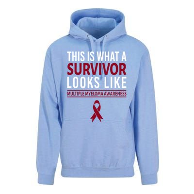 Survivor Warrior Multiple Myeloma Awareness Burgundy Ribbon Gift Unisex Surf Hoodie