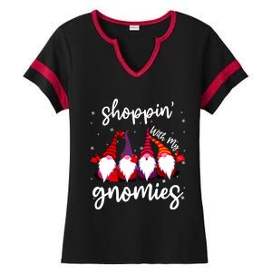 Shopping With My Gnomies Cute Xmas Gnomes Lover Christmas Ladies Halftime Notch Neck Tee