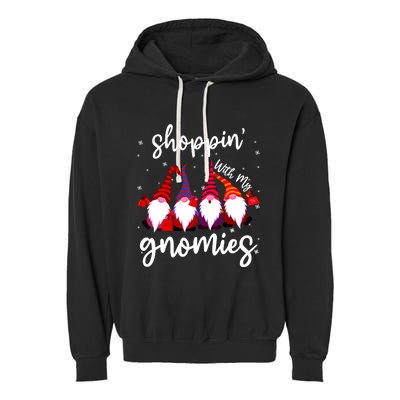 Shopping With My Gnomies Cute Xmas Gnomes Lover Christmas Garment-Dyed Fleece Hoodie